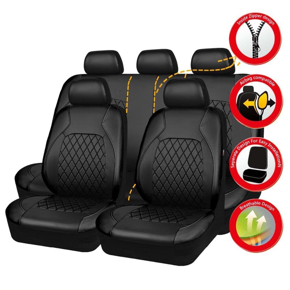 Coche Fundas Asientos para Seat Ibiza 2006 2007 2008, Respirable Cuero Completo Juegos Cubreasientos Delanteros Y Traseros Interior Accesorios,E