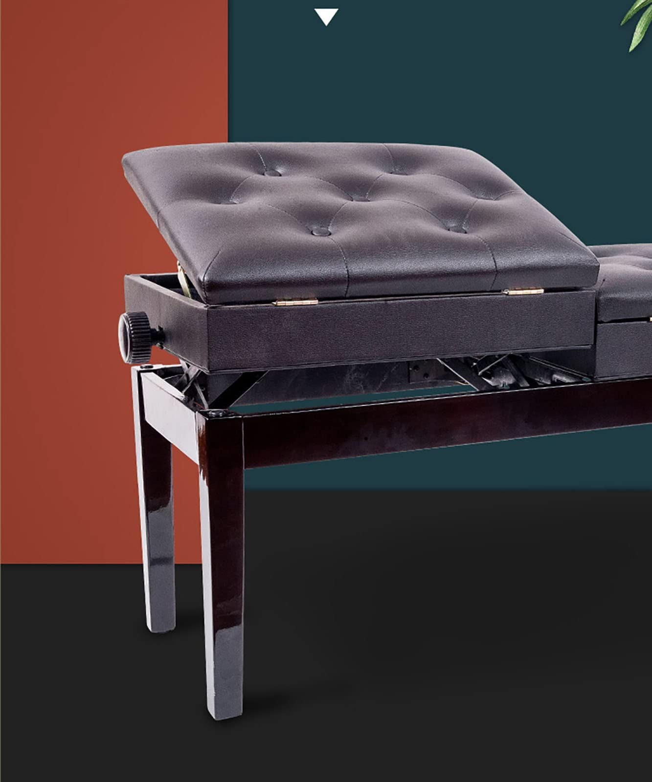 Banc de piano réglable en bois et cuir PU pour musiciens et coiffeuse à la maison Taille duo Tabouret de piano ou tabouret de coiffeuse 100 x 39 x 48 cm