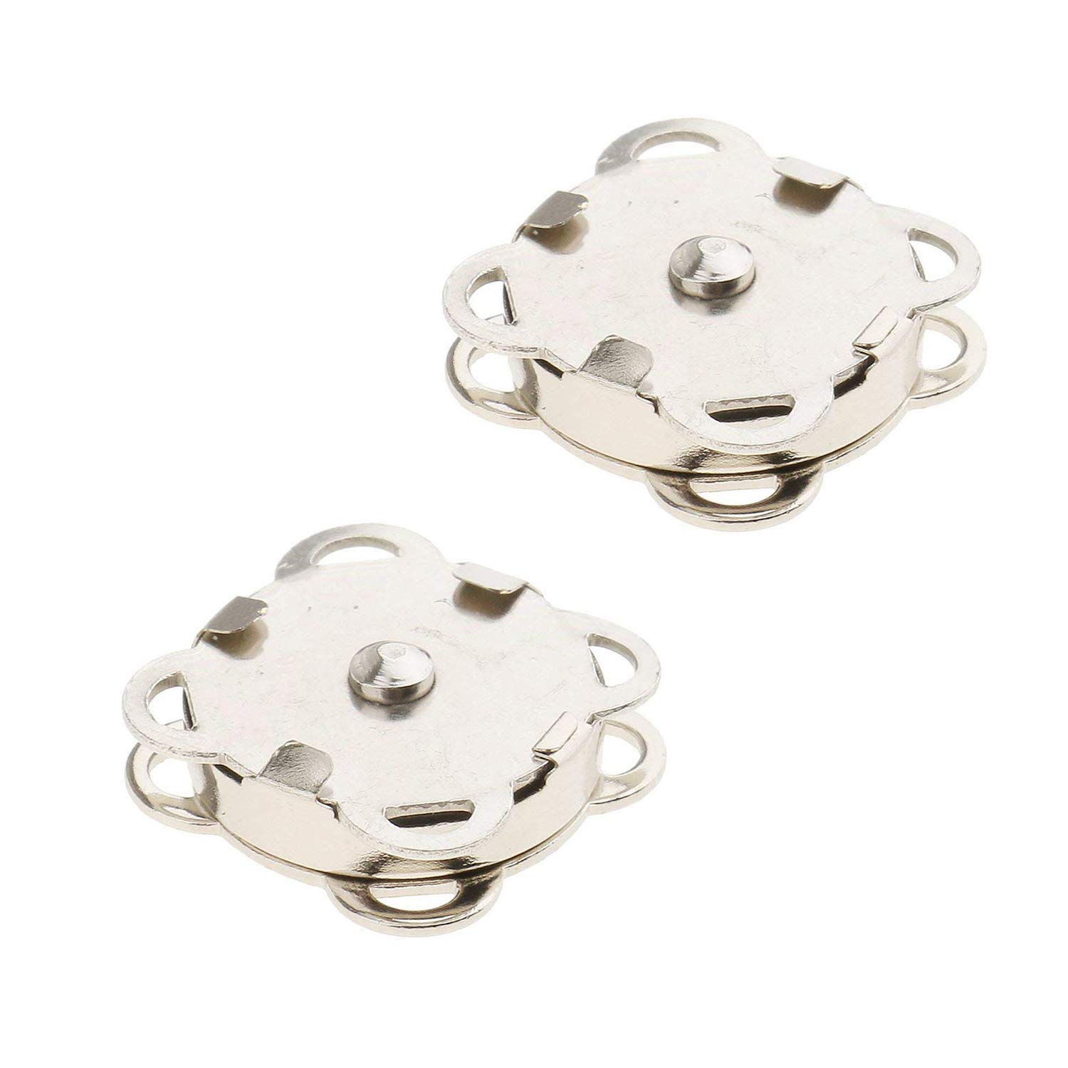 Cierres magnéticos de metal, accesorio de costura para ropa de bricolaje, manualidades, bolsos, abrigos de cuero, chaquetas y bolsos (18 mm, plata, 2 piezas) [Plata (14 mm) 50]
