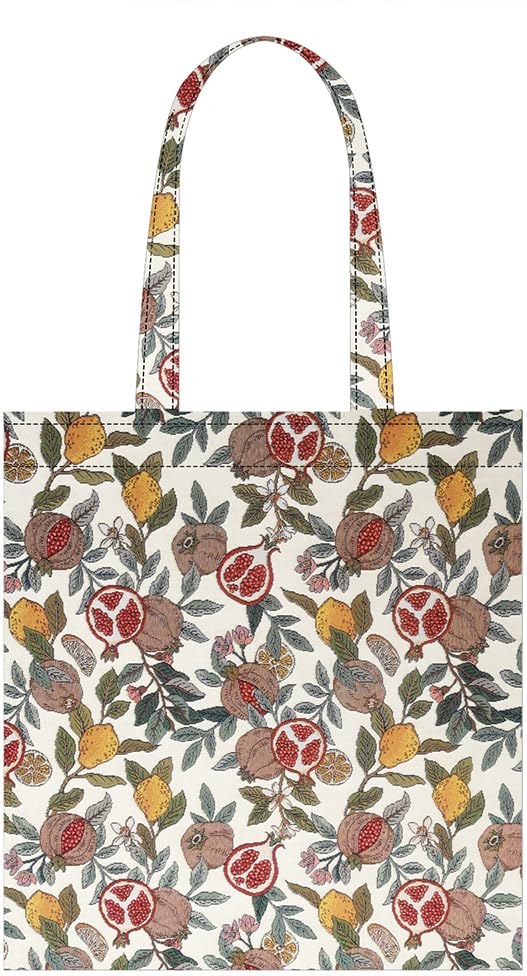 Signare Flat Tote Bag, Foldable Shopping Bag, 38cm, Pomegranate and Lemon