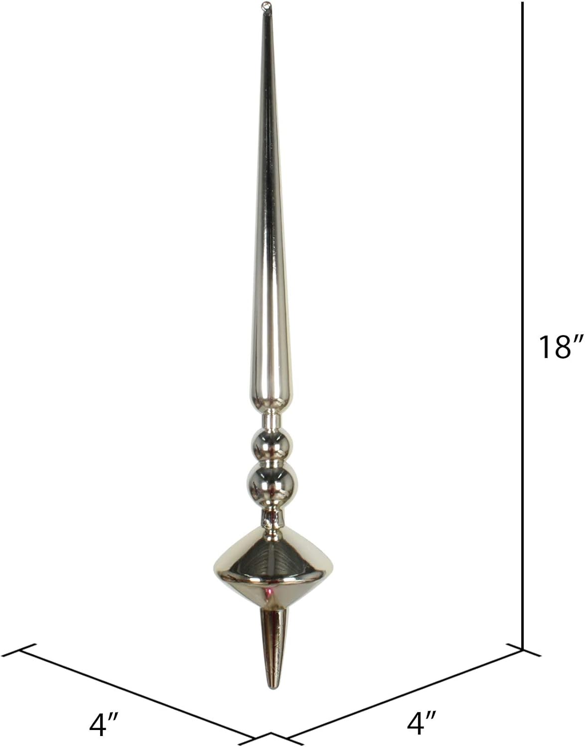 Vickerman 18" Shiny Cupola Finial Ornament, Shatterproof Plastic, Holiday Christmas Tree Decoration, 2 Pack, Champagne