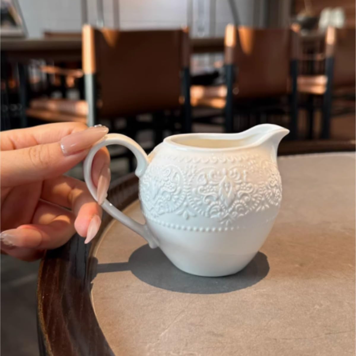Sosjerka Retro Wzór Relief Ceramiczny Popołudniowa Herbata Kawa Mleko Dzbanek Kubek Do Mleka Sosjerka Porcelana Sosjerka