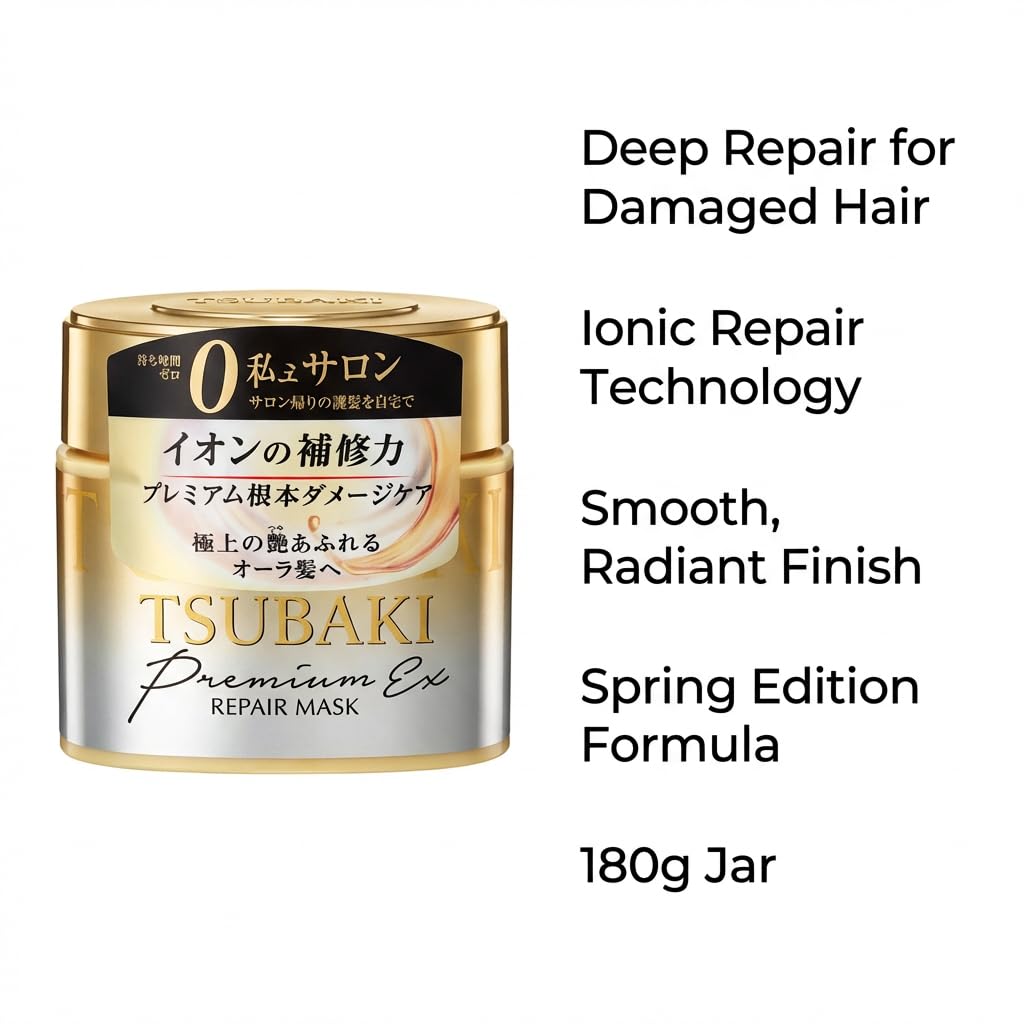 TSUBAKI Premium Ex Reparierende Haarmaske – Intensivpflege für strapaziertes Haar – 180g Tiegel – Hergestellt in Japan