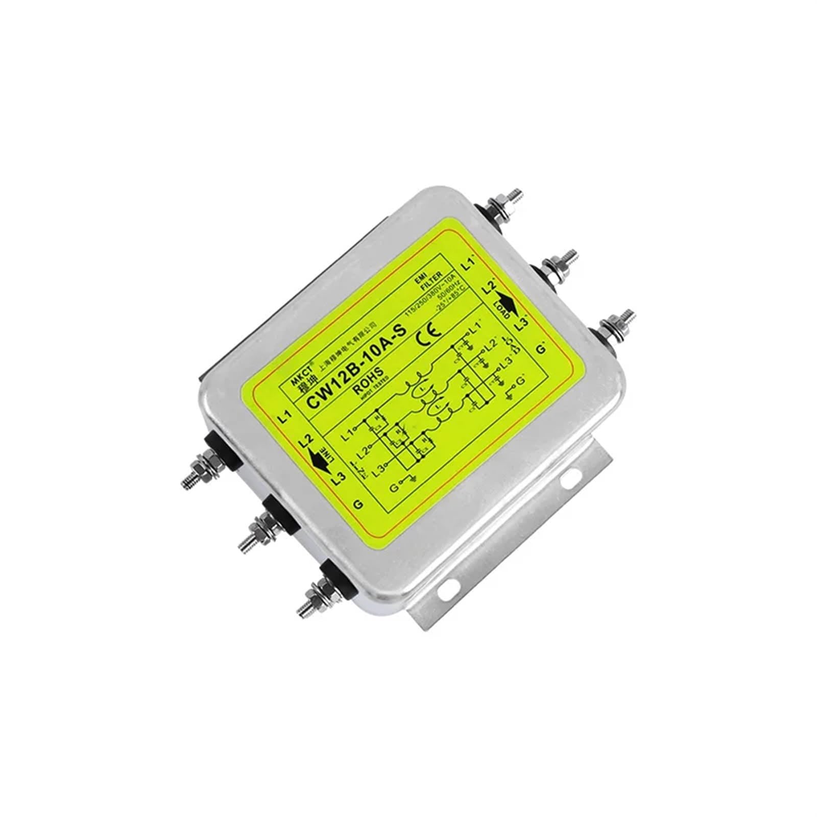 KDNHVRQY Three-Phase and Three-Line Bipolar Enhanced Anti-Interference EMI Filter 380VAC CW12B-10A/20A/30A/40A/50A/60A-S Power Filter(30A)