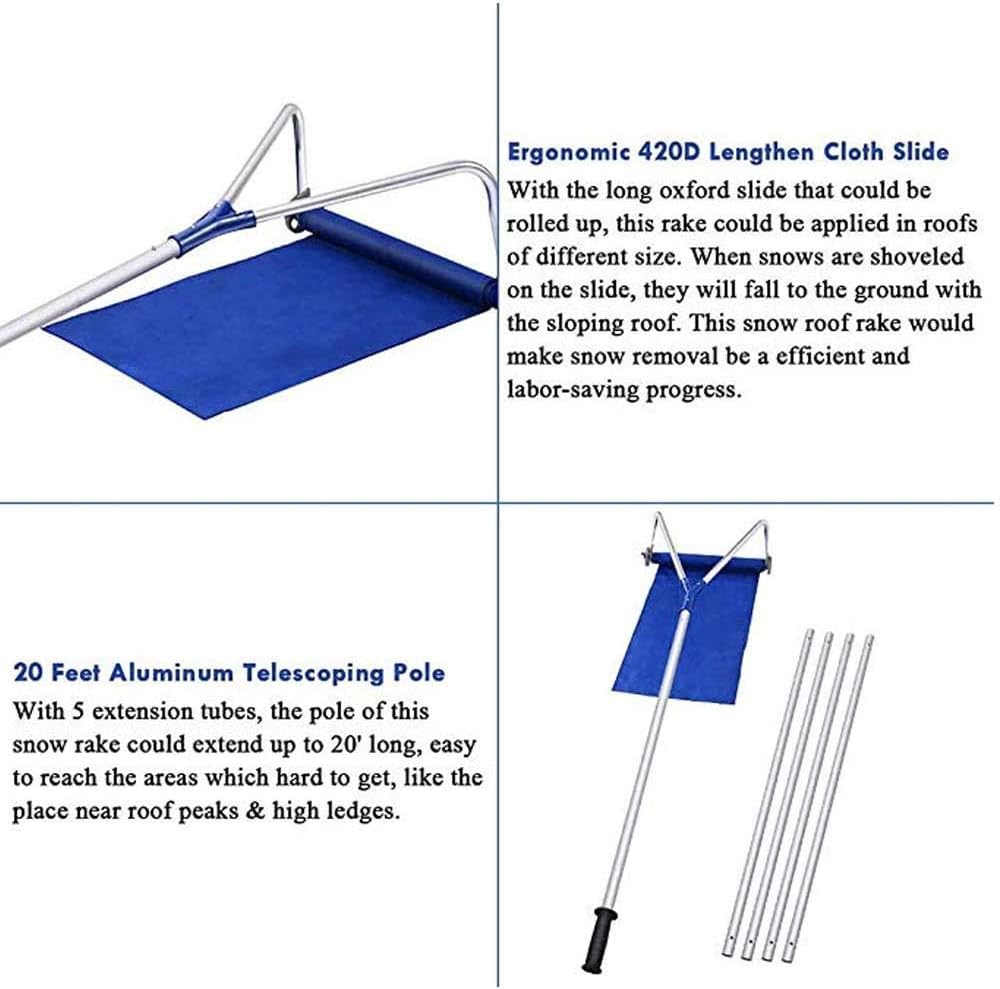 Review TZH 21 FT Snow Rake for House Roof, Roof Snow Shovel with ...