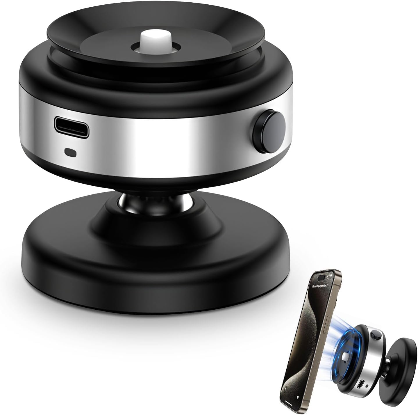Foluu Magnetische telefoonhouder voor in de auto, 360 graden draaibaar, dubbelzijdige magnetische en vacuüm-adsorptie, voor voorruit, dashboard, keuken, slaapkamer, kantoor