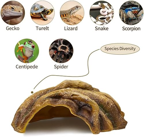 Miniatura 34 de Reptile Rock Reptil Ocultar Cueva Escondite Terrario Habitat Decoración Adorno Refugio Refugio para Serpiente, Geckos, Lagartos, Tortuga, Ranas