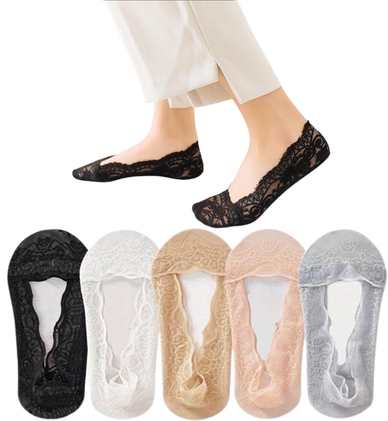 nicsy Women Socks 3 to 6 Pairs Transparent Ultra Thin Lace Fishnet Socks Elastic Short Mesh Sheer Socks for Women-picture-13