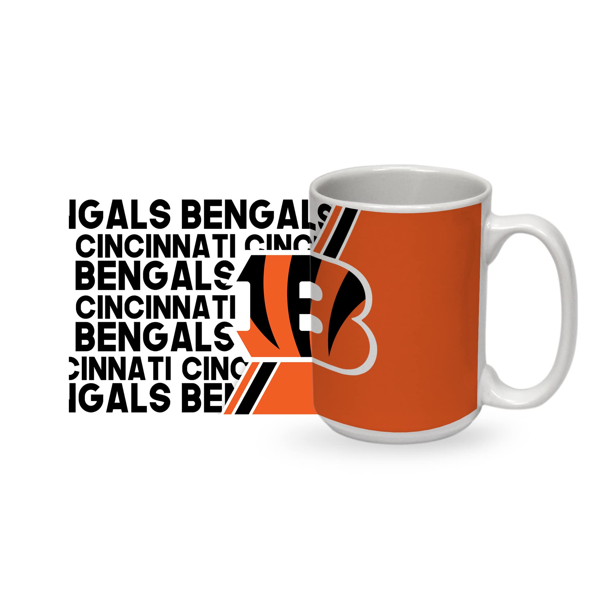 Rico Industries NFL Football Cincinnati Bengals 15 oz White Ceramic Mug
