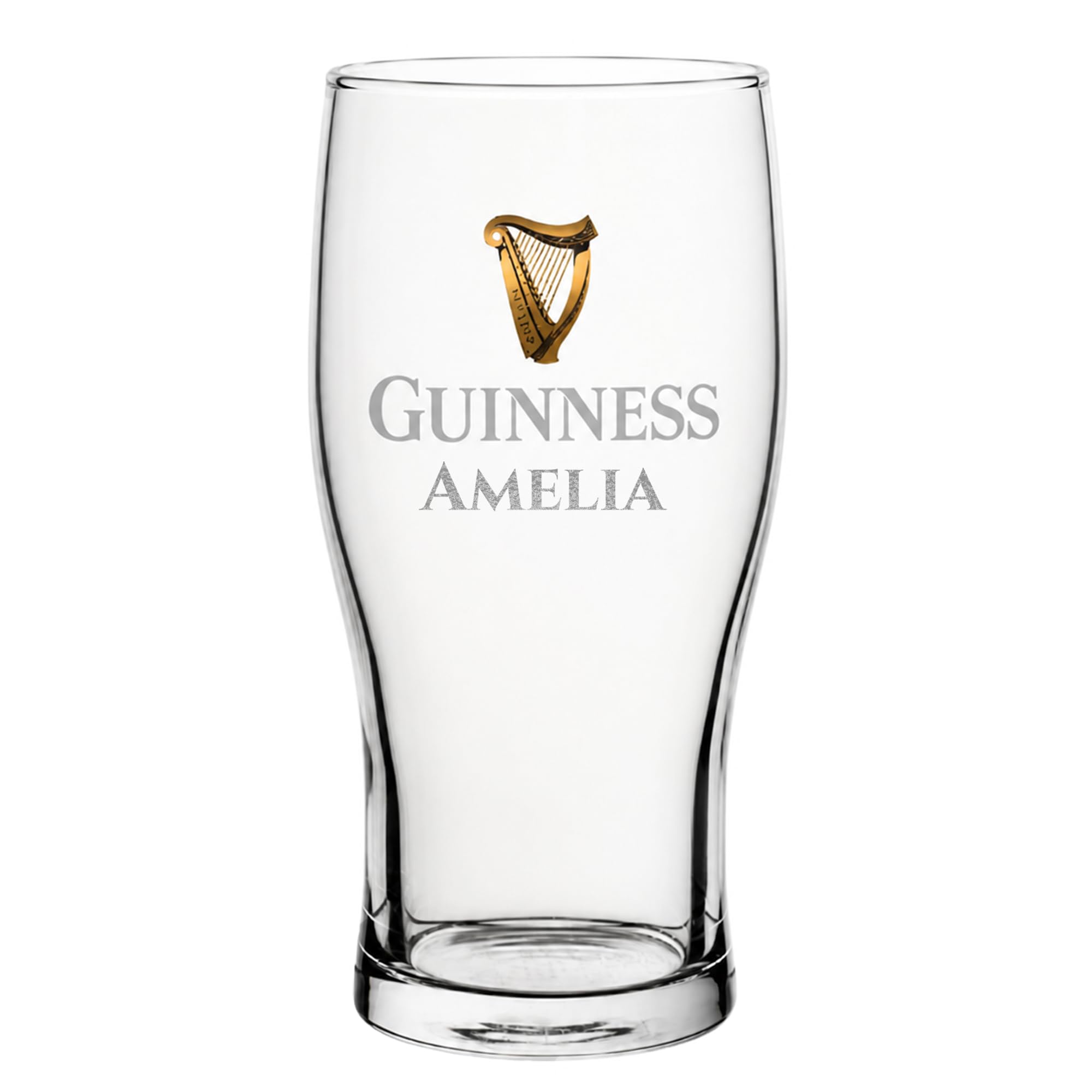 Print Maniacs Personalised Guinness Pint Glass Custom Name Engraved Tulip Beer Glass Classic Clear Pint Gift for Dad Husband Brother Birthday Christmas Pub Style Glassware Premium Bar Gift Idea