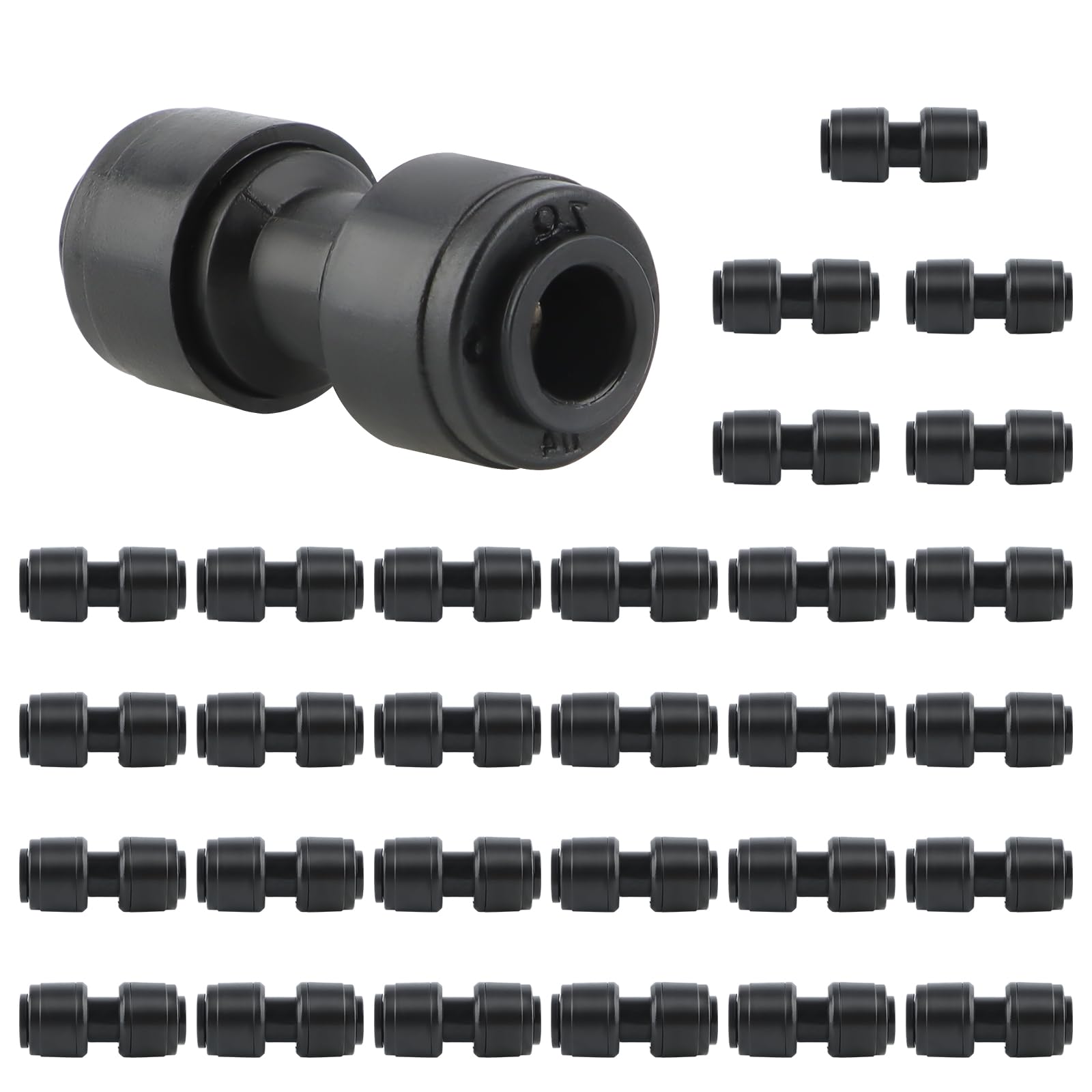 Kalolary 30PCS Quick Connect 1/4" Drip Irrigation Coupling Connectors, Push-to-Fit Straight Fittings for 1/4 Inch Tubing, Leak-Free Connectors for Garden Drip Irrigation System
