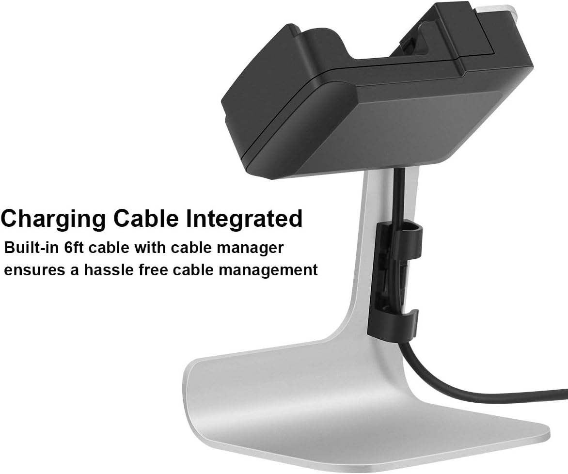 Tranesca Charging Stand/Charging Dock/Charging Cradle Compatible for Fitbit Versa/Versa Lite with 6ft Charging Cable Integrated