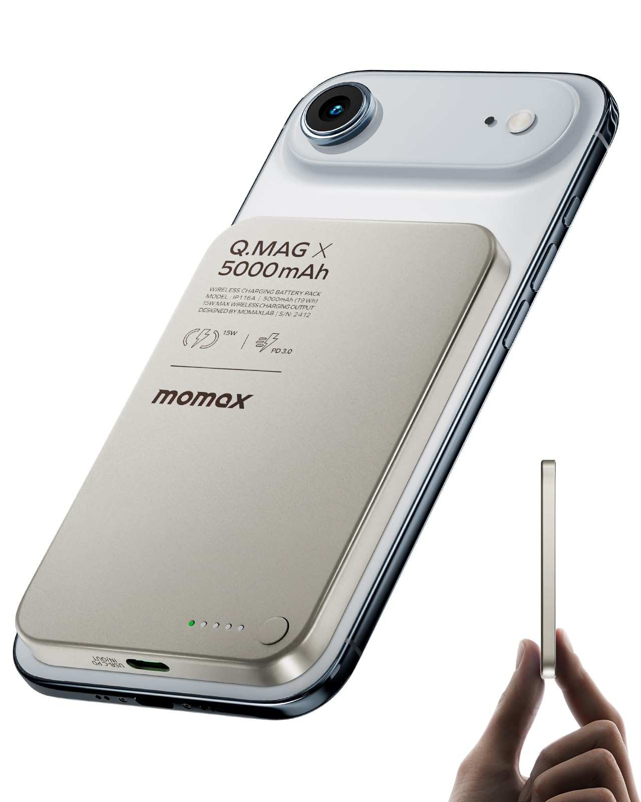 Amazon.com: MOMAX Magnetic Wireless Power Bank 5000mAh, Ultra-Slim