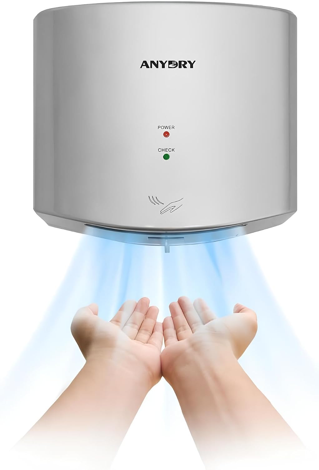 anydry 2630S Compact Hand Dryer Automatic High Speed Electric Hand Dryer,Commercial or Household,Hand Dryer for Toilets.Slive