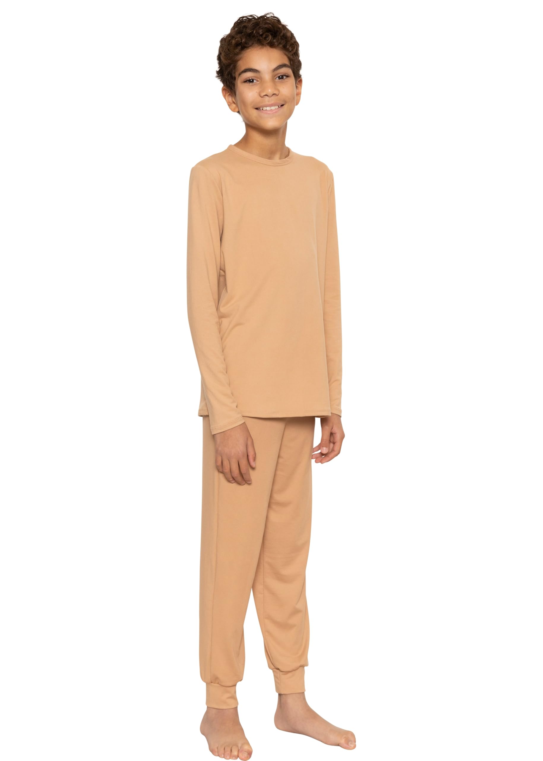 STRETCH IS COMFORT Boys Thermal Set Long Sleeve Top with Jogger Pants | Crew Neck or Hoodie | Thermal Underwear For Kids Set