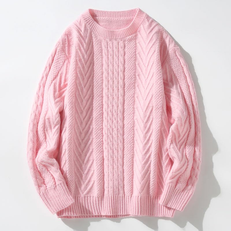 Jersey Hombre - Suéter De Cuello Redondo Cálido para Otoño E Invierno Ropa De Calle Informal Suéter De Punto De Color Sólido Ropa Clásica De Talla Grande