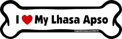 Imagine this imán con forma de hueso para coche, I Love My Lhasa Apso, 2x7 pulgadas.