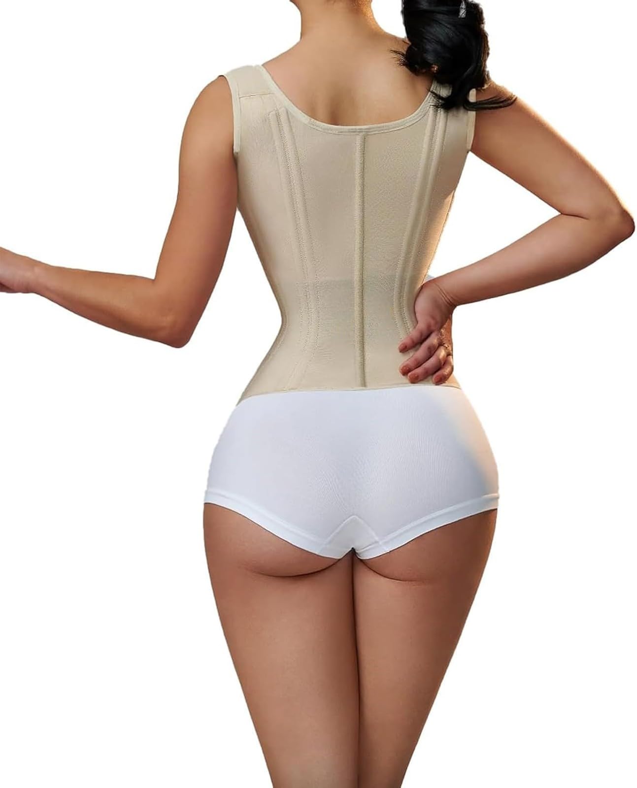 Gilet Amincissant ExtrêMe Niveau 5 pour Femmes, Correcteur de Posture, Suppression des Bourrelets du Dos(Beige,M)