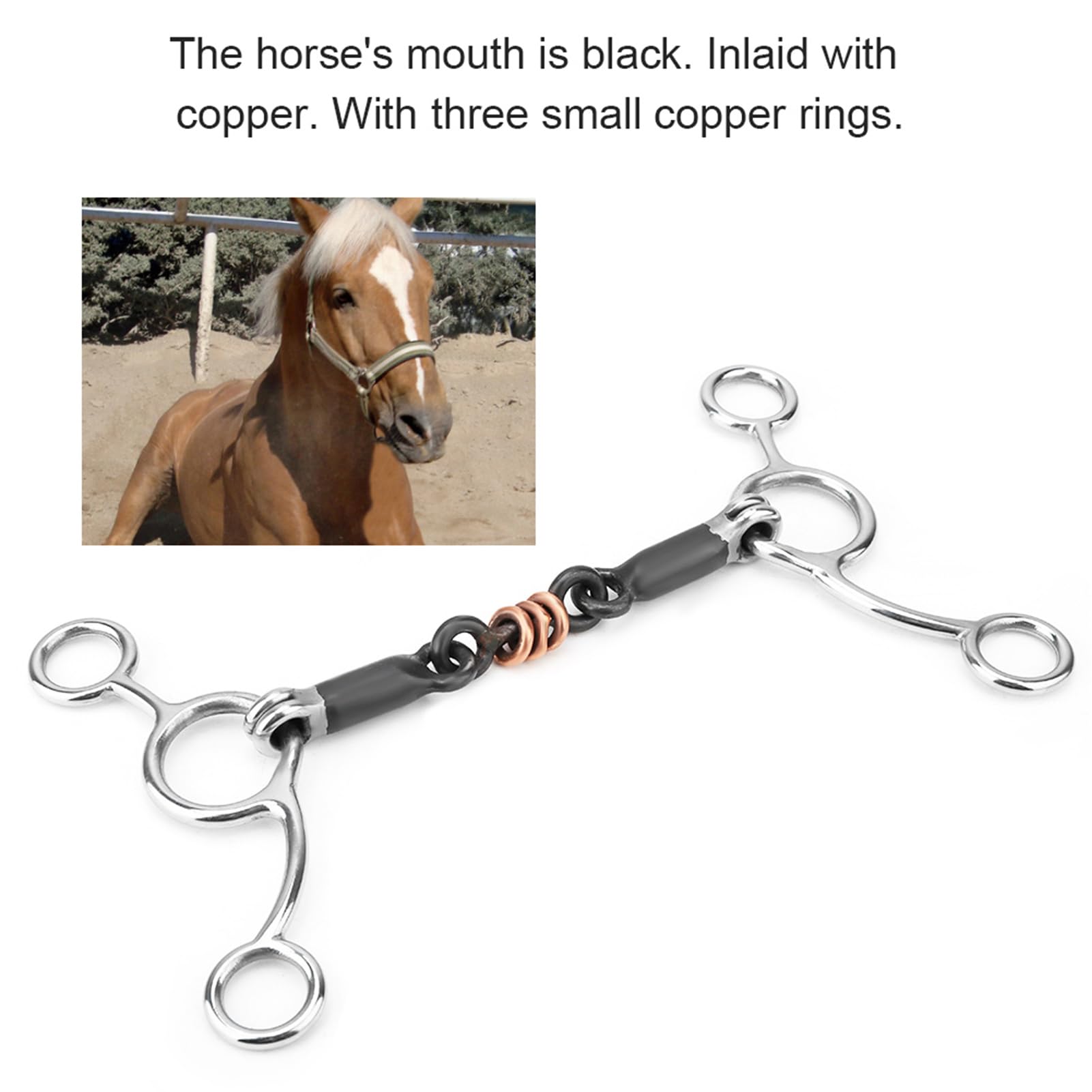 Black Horse Snaffle Acero Inoxidable Apalancamiento Acero Cobre Rodillo Boca Suelta Snaffle bit Cobre BobinadoBocados
