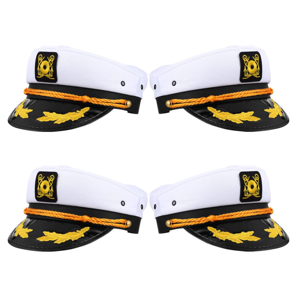 Healeved 8 Pezzi Cappello Bianco in Poliestere Ricamato Regolabile da Capitano