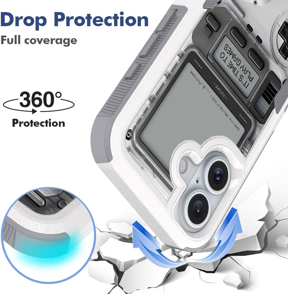 Case for iPhone 16, Handheld Game Console Pattern Shock-Absorption Hard PC and Inner Silicone Hybrid Dual Layer Armor Defender Case for iPhone 16 (Video Game Console) - Image 3