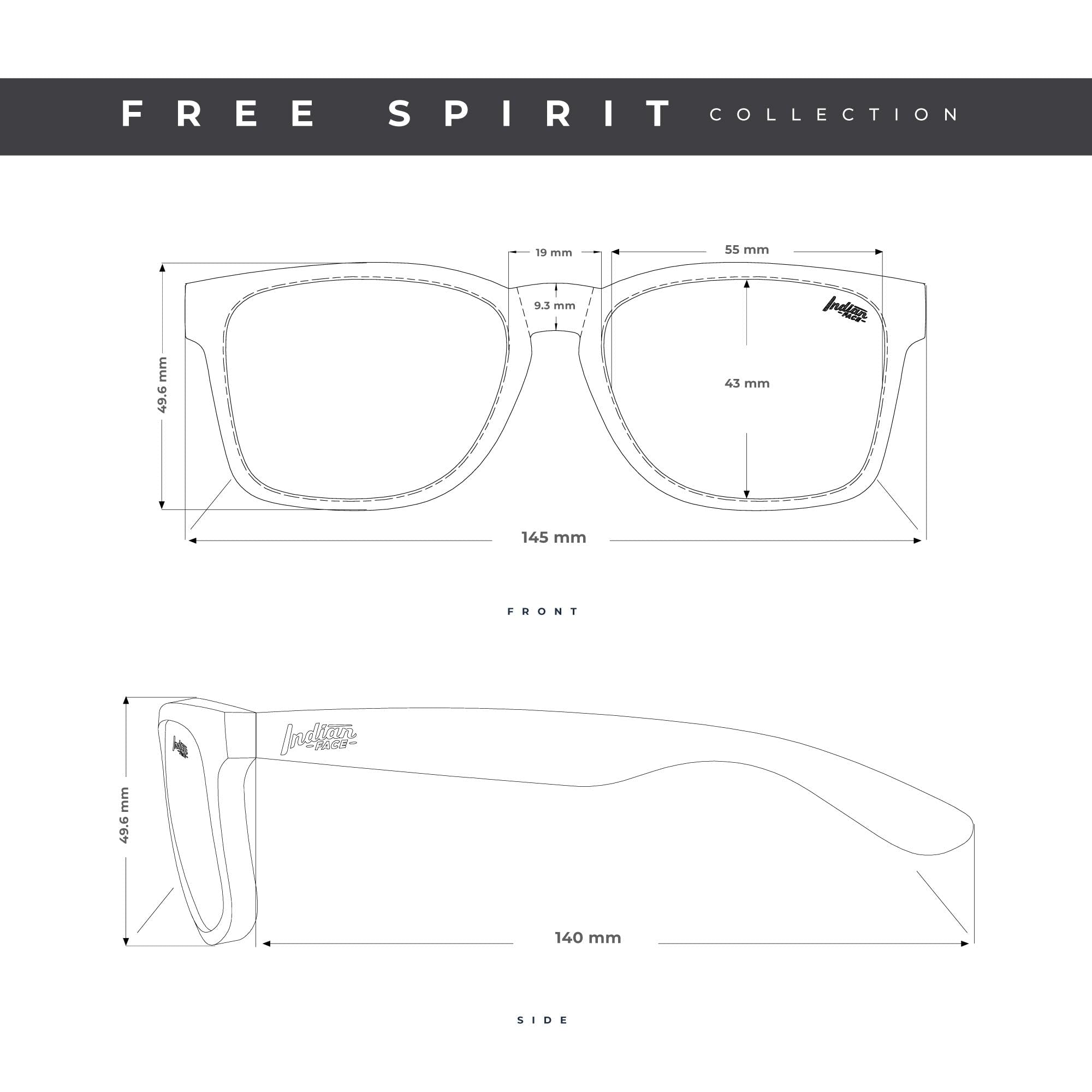 THE INDIAN FACE Okulary przeciwsłoneczne - Free Spirit Black/Blue, czarny, rozmiar uniwersalny