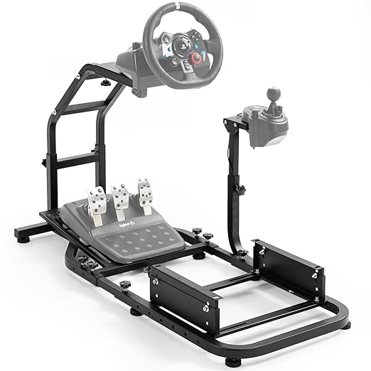 Marada Standing Racing Simulator Cockpit Racing Wheel Stand Fit for Logitech Thrustmaster Fanatec G25 G27 G29 G920 G923 T300 T500 T300RS Adjustable,Without Wheel Pedal & Shifter