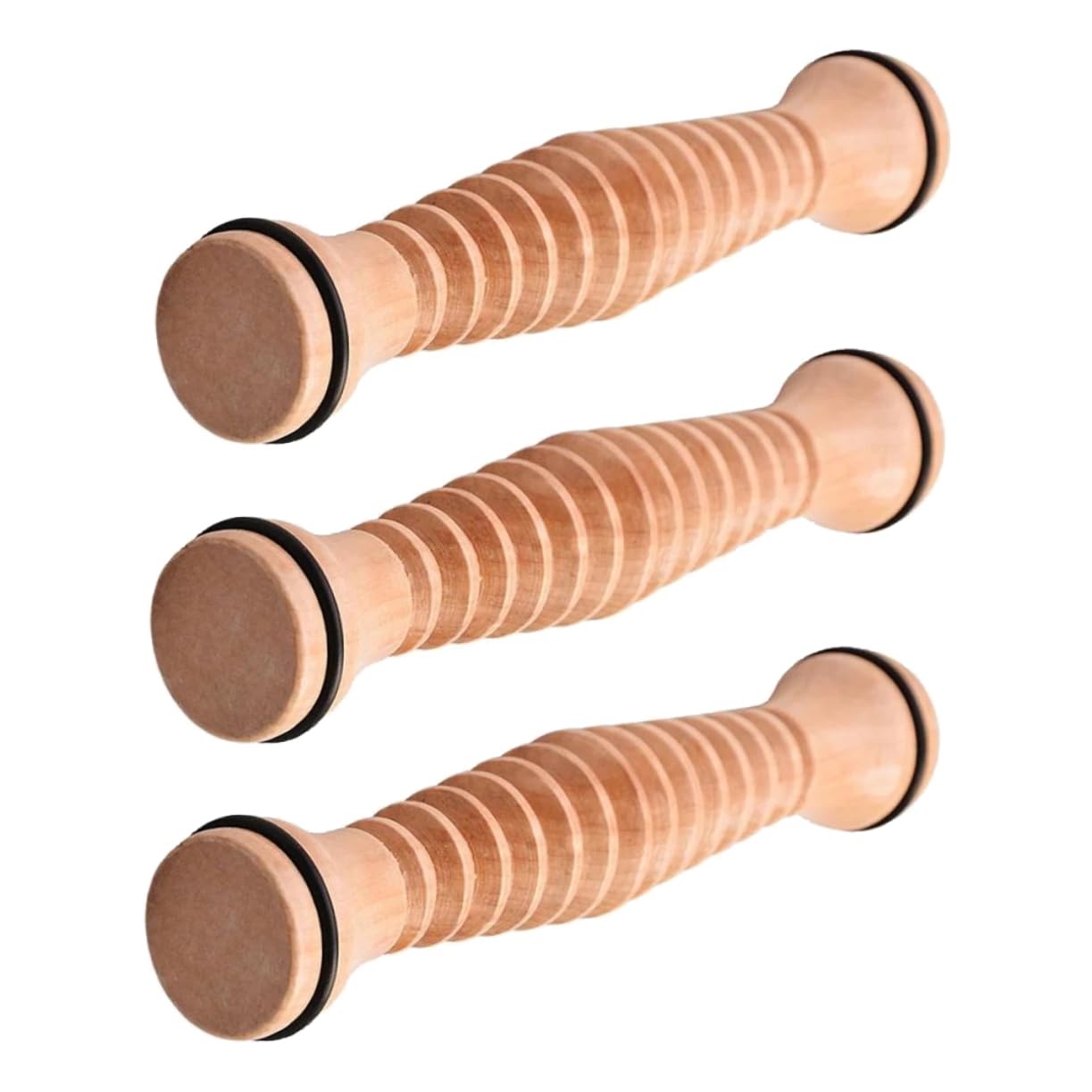 Rodillo Masajeador de Pies de Madera Marrón, 3 Piezas