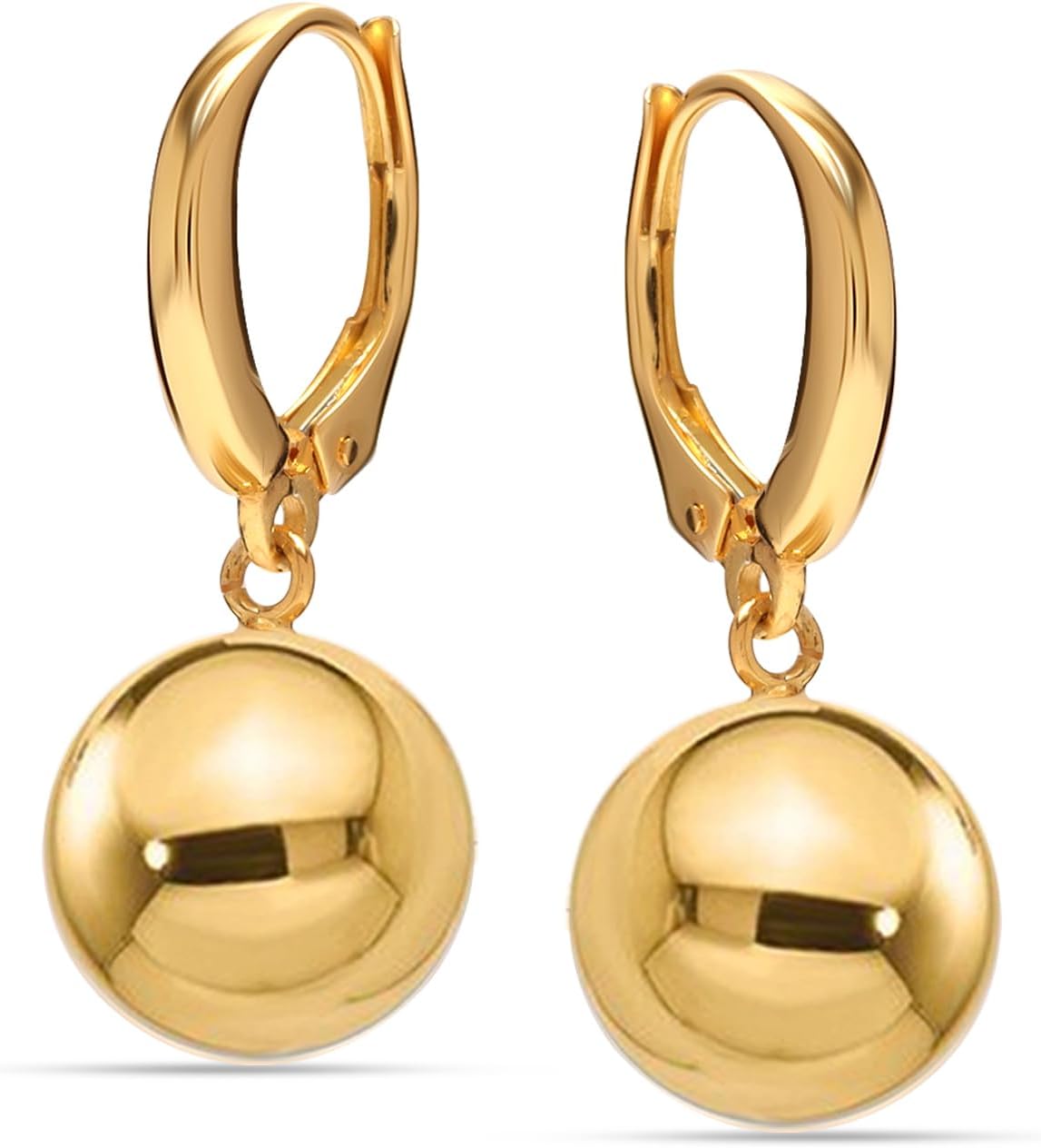 LeCalla Sterling Silver Drop Ball Earrings for Women's Lightweight Classic Leverback Round Bead Ball Drop Dangle Earrings