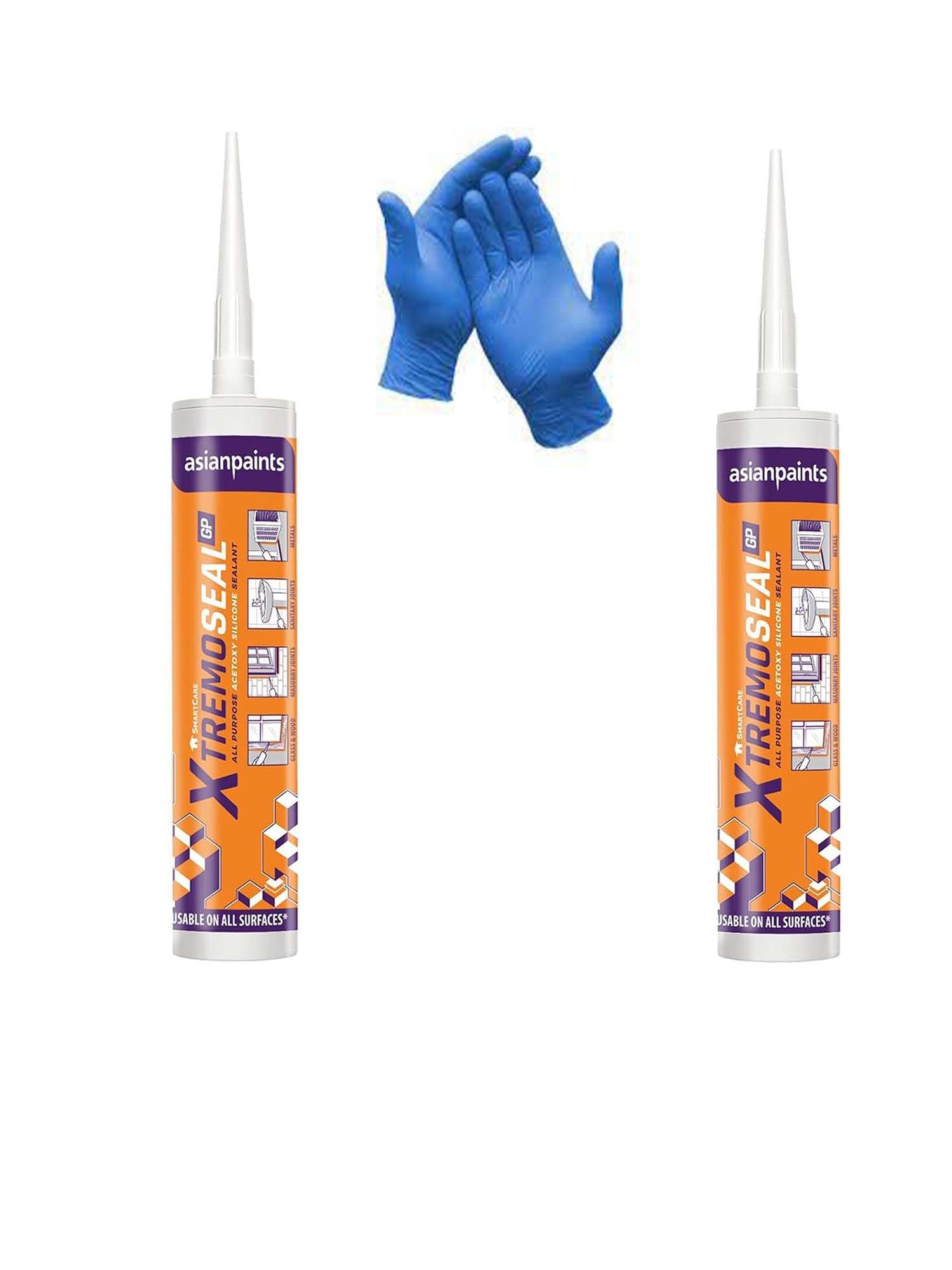 Asian Paints Xtremoseal Durable Silicone Sealant For Water leakage, Waterproofing, Gap Filler - Glass, Windows, Frames, Metal, Wood and Sanitary Joints - 280ml (Pack of 2 with gloves) (White) (B0CTG7BLGX) Amazon Price History, Amazon Price Tracker