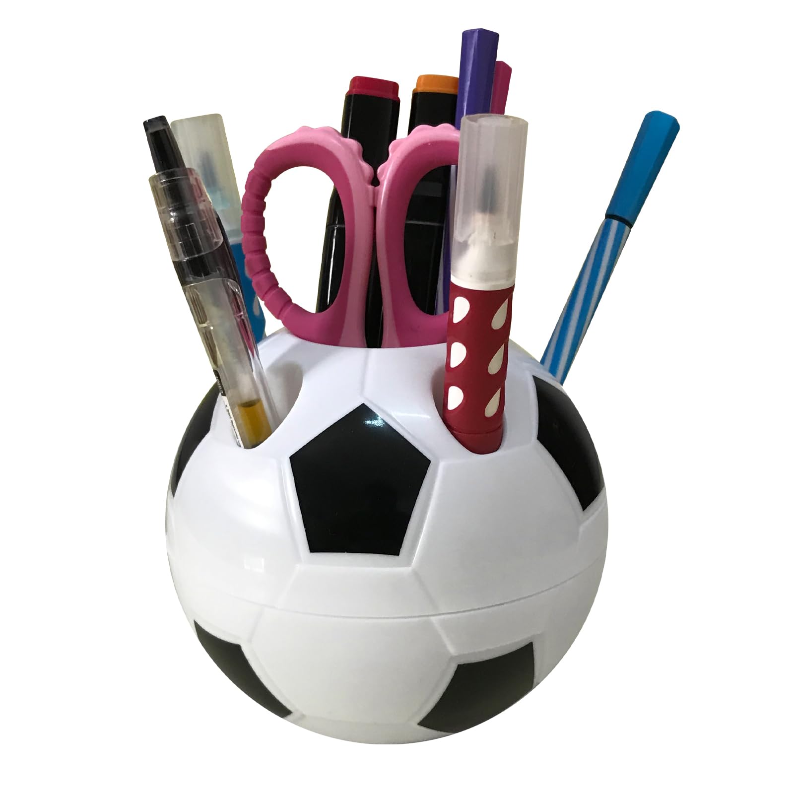Soccer Pen Holder for Desk, Cute Creative Football Pencil Case, Desktop Storage Box, Toothbrush Container, Gifts for Kids (Black)