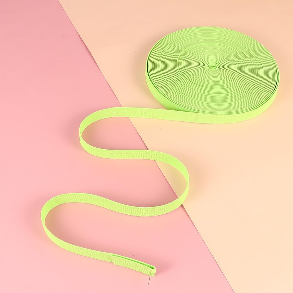 Thickened Plain Elastic Band 1 Roll Green Polyester Yarn with Good Elasticity for DIY Shoes Accessories and Sewing Crafts Stretch Strap