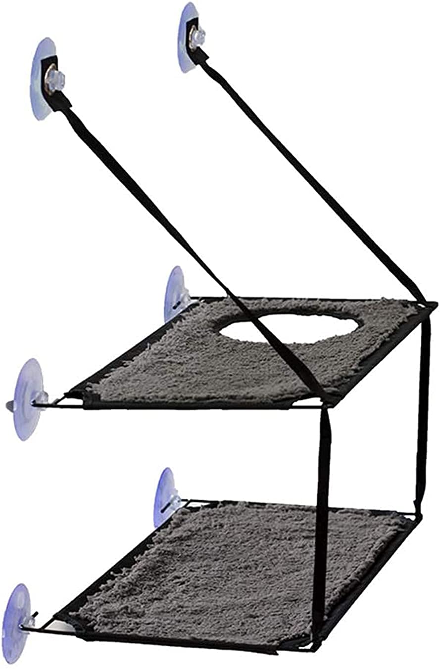 Amaca per gattiLetto per animali domestici Cat Window Perch Large Kitties Sunny Bed Up Stabile struttura in PVC Amaca a faccia di gatto Perfetto con un letto riscaldante Nido di gatto in pelle scamosc