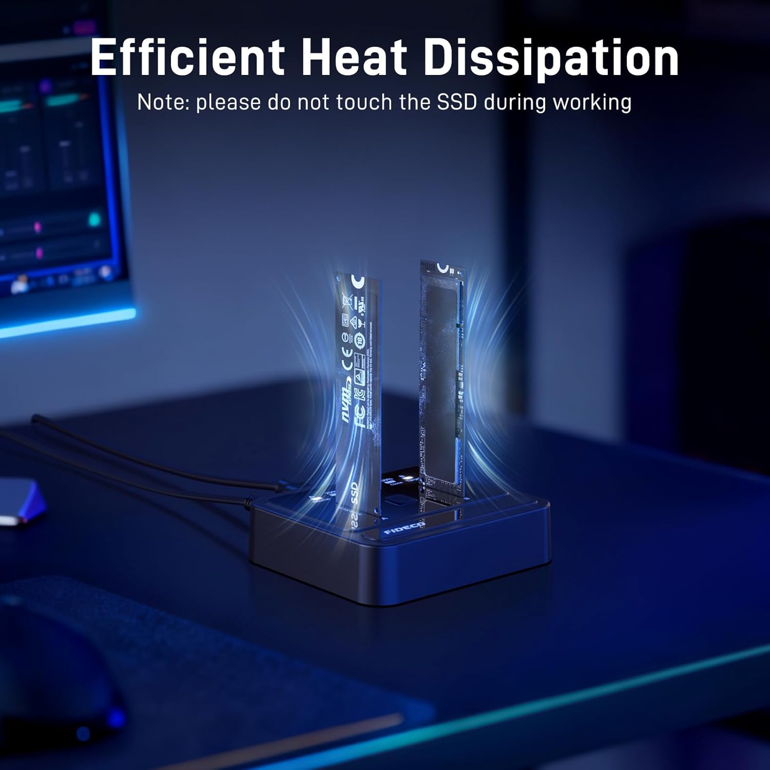 FIDECO M.2 NVMe SATA SSD Cloner Dock, USB 3.2 Gen 2 X 2, 20Gbps M.2 NVMe Cloner Duplicator, Support Offline Clone, UASP and Trim, Plug and Play, Black