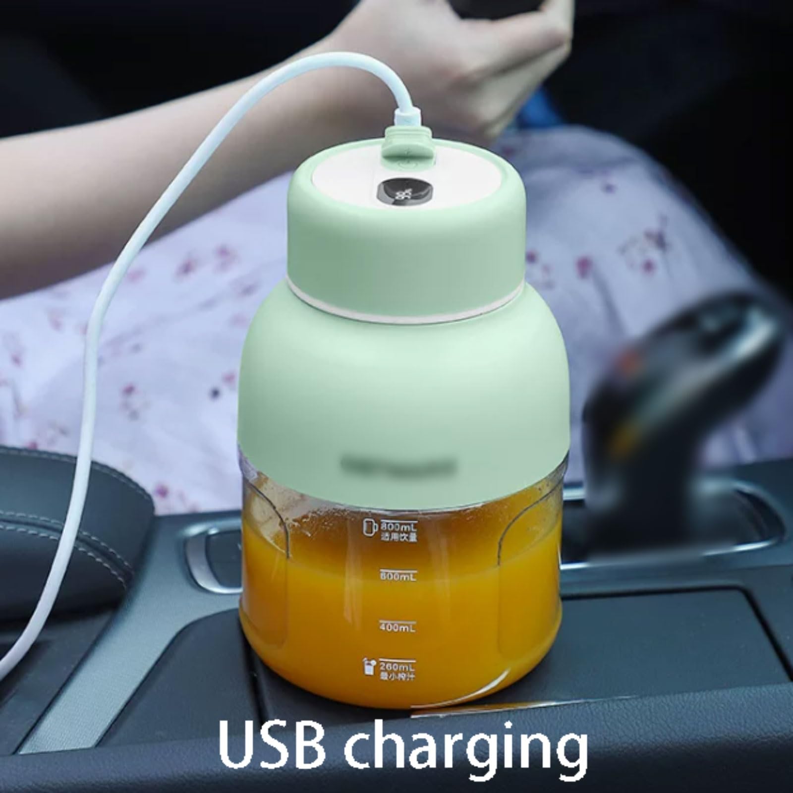 Wydajny plastikowy przenośny blender z 2 pokrywkami 18 ostrzy przenośna sokowirówka potężny osobisty rozmiar blender akumulator USB kompaktowy (bladoczerwony)