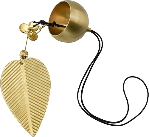 Miniatura 2 de MrMrKura Adorno colgante de hoja dorada para decoración del hogar y jardín, campanas colgantes para decoración, campanas decorativas para puerta,
