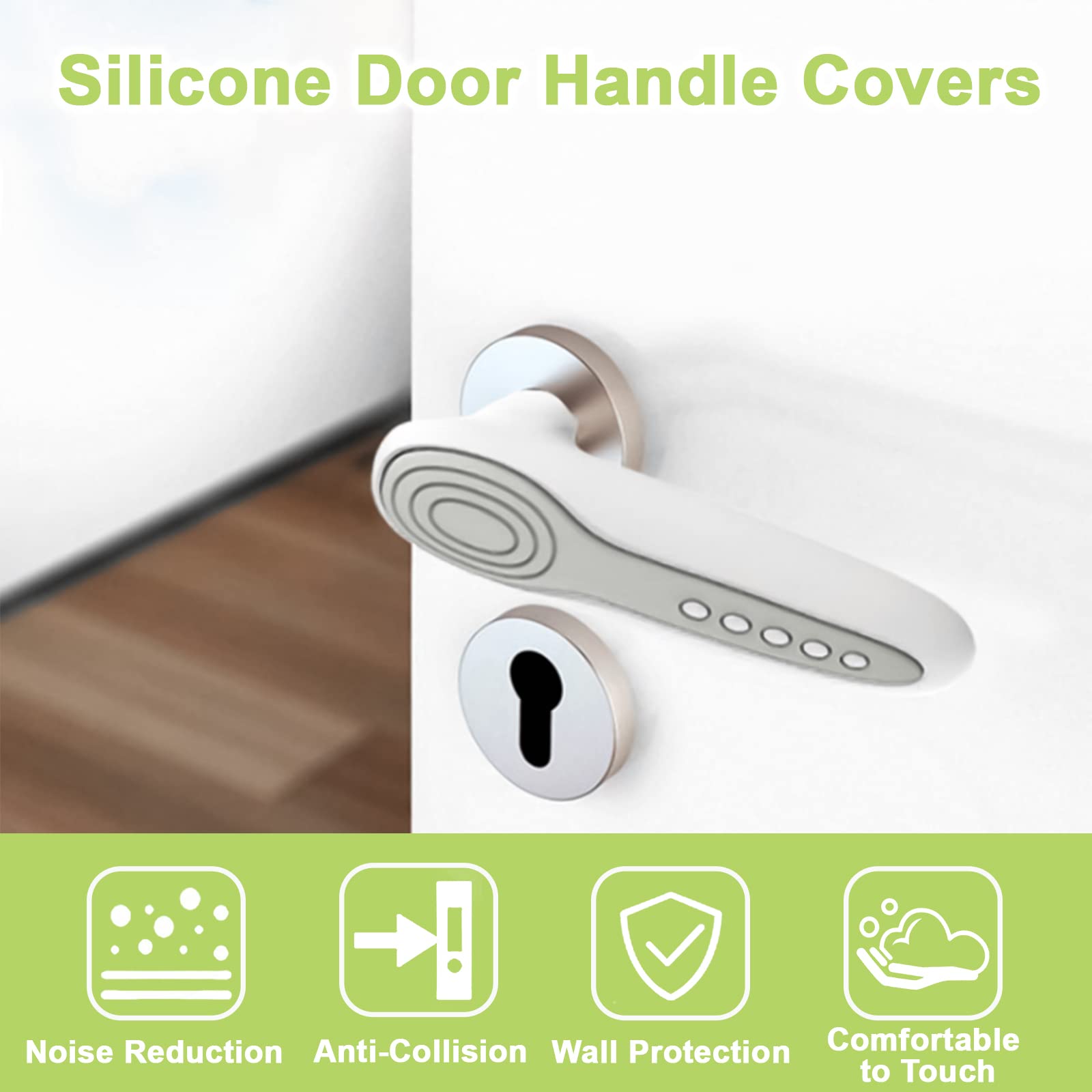 Coperture In Silicone Per Maniglie Porta - 2 Pezzi, Antiscivolo E Antistatiche, Grigio/Bianco - Foto 13