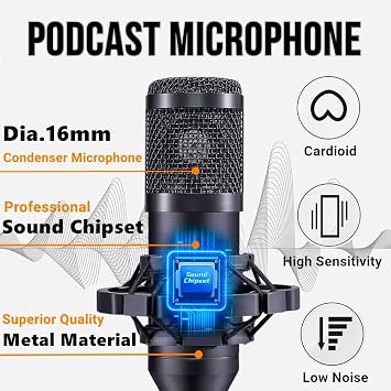 CofeLife Podcast Equipment Bundle, BM800 Podcast Microphone Bundle with V8s Voice Changer, Condenser Microphone Recording Studio Package for Podcasting Live Streaming Singing PC Mobile TikTok YouTube