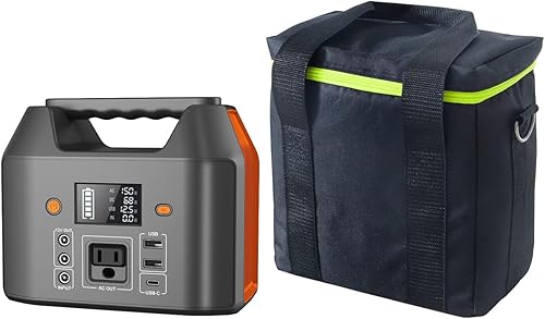 EnginStar Estación de energía de 150 W con bolsa de transporte generador solar de 155 Wh 42000 mAh 6 salidas Banco de energía para viajes al aire