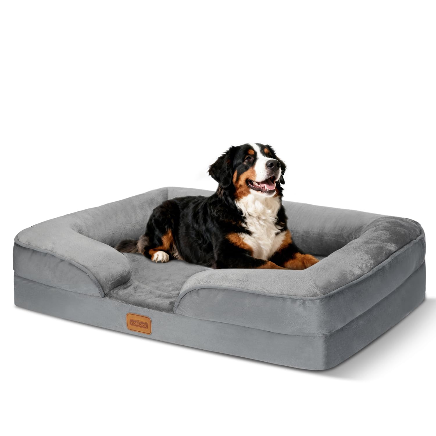 Nobleza Cama-Sofá Ortopédica para Perros Cama Perros Grande, con Espuma Viscoelástica, Lavable e Impermeable, 135 * 107 * 17cm, Gris