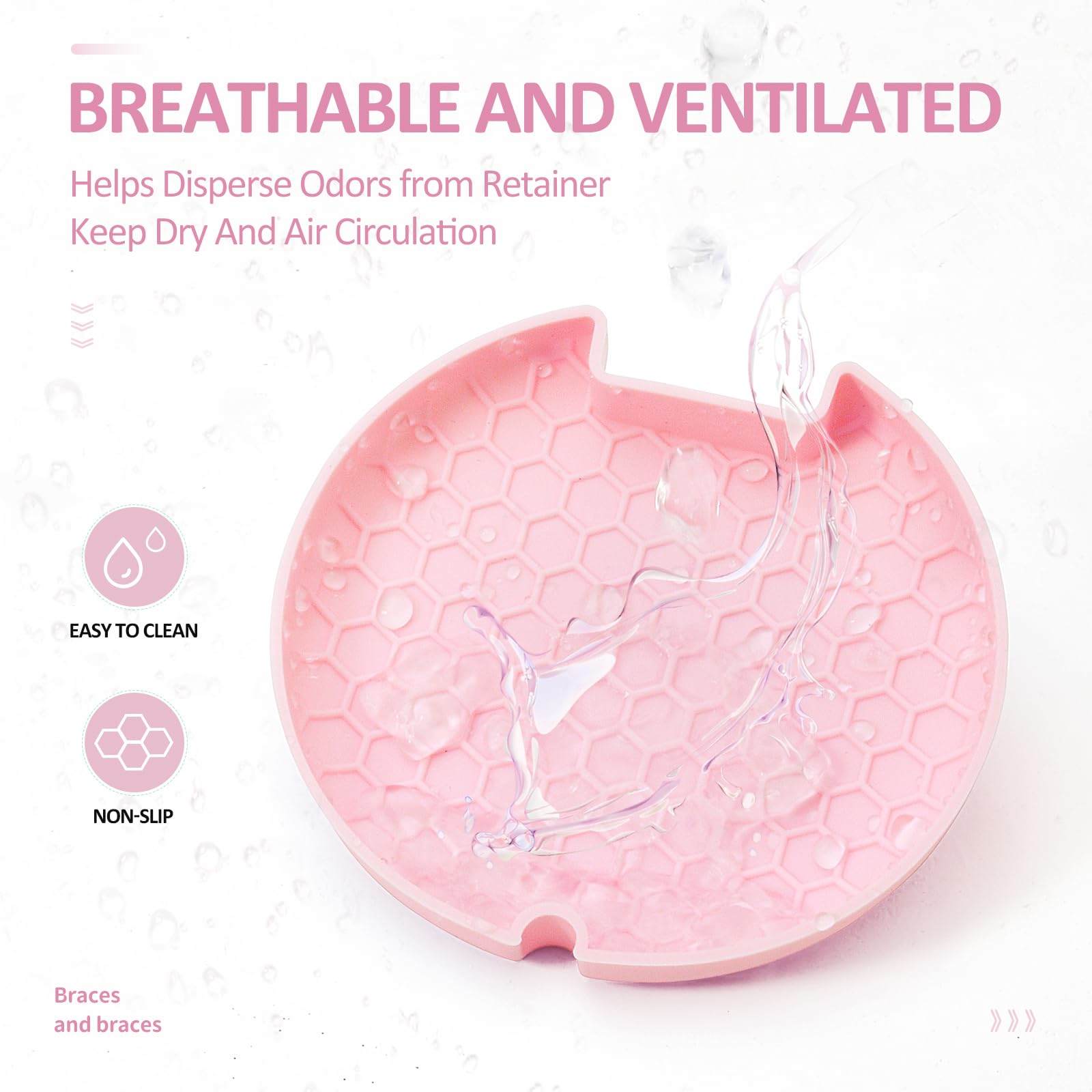 Funda de retención delgada con agujeros de ventilación, bonita caja de soporte dental con herramienta de extracción de retenedor y cepillo compatible con protector nocturno y protector bucal