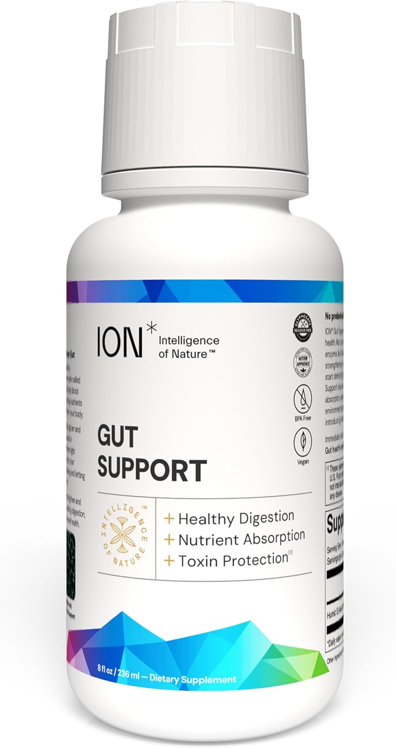 ION* Intelligence of Nature Gut Support Liquid Supplement – Gut & Digestive Health Liquid Drops, Cleanse & Detox with Humic Extract for Women & Men, Adults & Kids 4+ – 8 fl oz (Pack of 1)