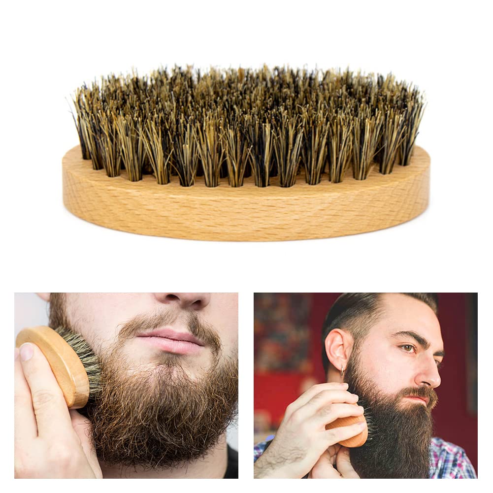 Spazzola Per Barba Da Viaggio - Piccola Con Setole Di Cinghiale Per Uomo, Spazzola Per Il Viso, Cura Professionale Della Barba, Per Tutti I Tipi Di Capelli