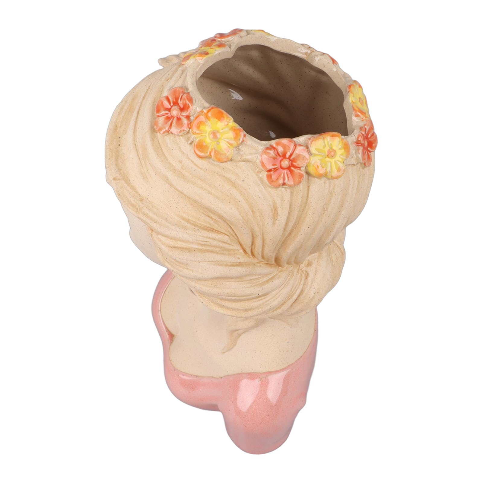 SIXRUN Vaso Moderno in Ceramica per Fioriera con Testa di Donna in Ceramica Bianca 22 X 13,5 X 7 Cm per Fiori Freschi, Secca, Portaoggetti per Spazzole, Decorazioni per la Casa per gli Amanti delle