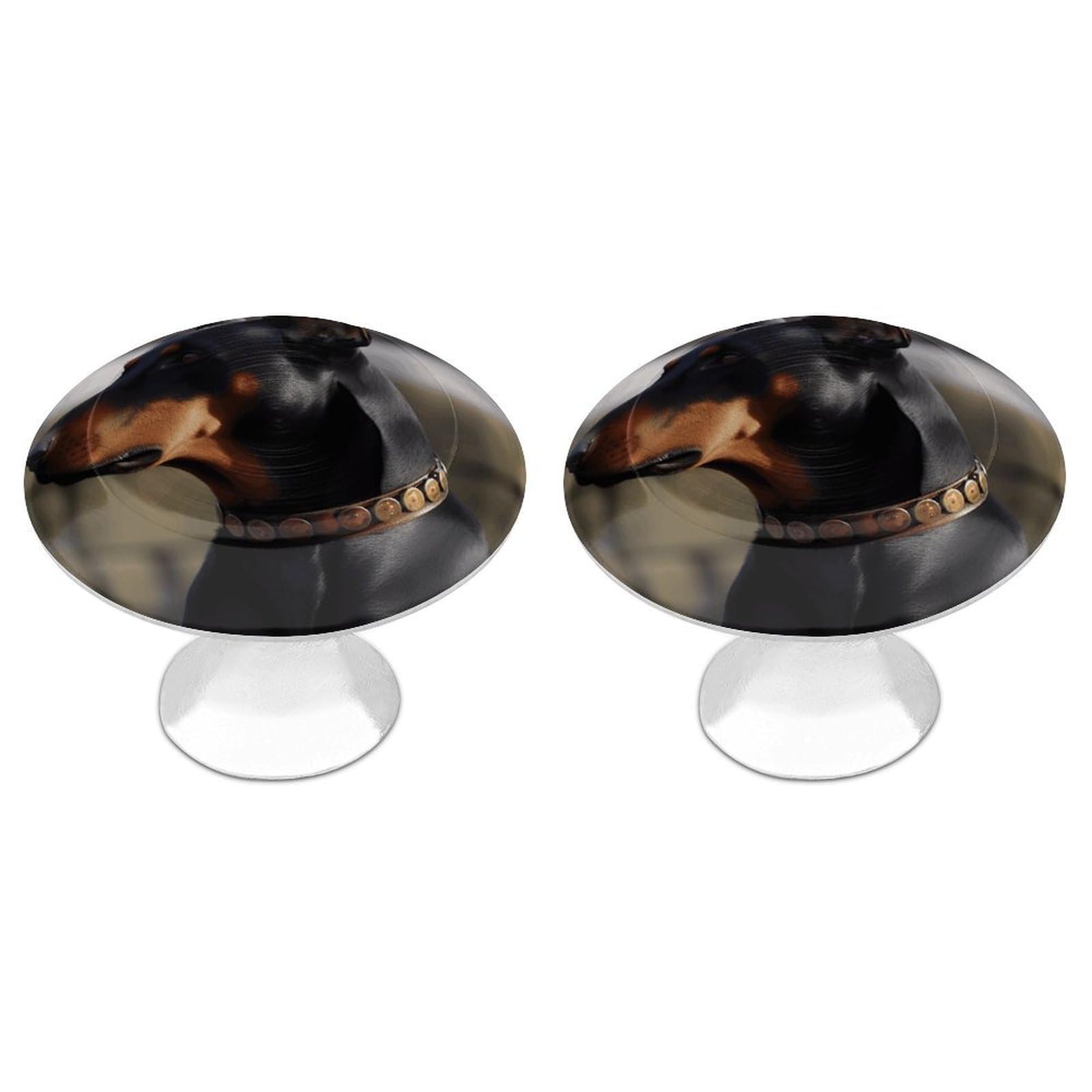 QMNLKH Doberman Cabinet Knobs for Home, Round Drawer Pulls for Kitchen, Personalized Cupboard Handles with Screw, Fashion Dresser Knobs for Office, Drawer Handles, 2 Packs