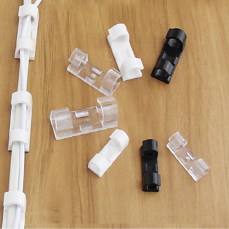 10pcs Medium Self Adhesive Cable Clips black,Wire Clips Cable Management Wire Organizer Cord Holder for Under Desk, Car, Wall, TV PC Ethernet Cable miniatura 2
