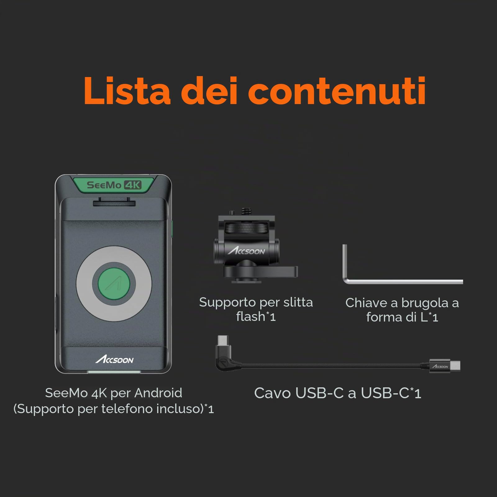 Accsoon SeeMo 4K per Android HDMI Adapter 4K 30fps/1080p 60fps HDMI a USB Video Trasmettitore in tempo reale/monitoraggio live streaming/registrazione/condivisione