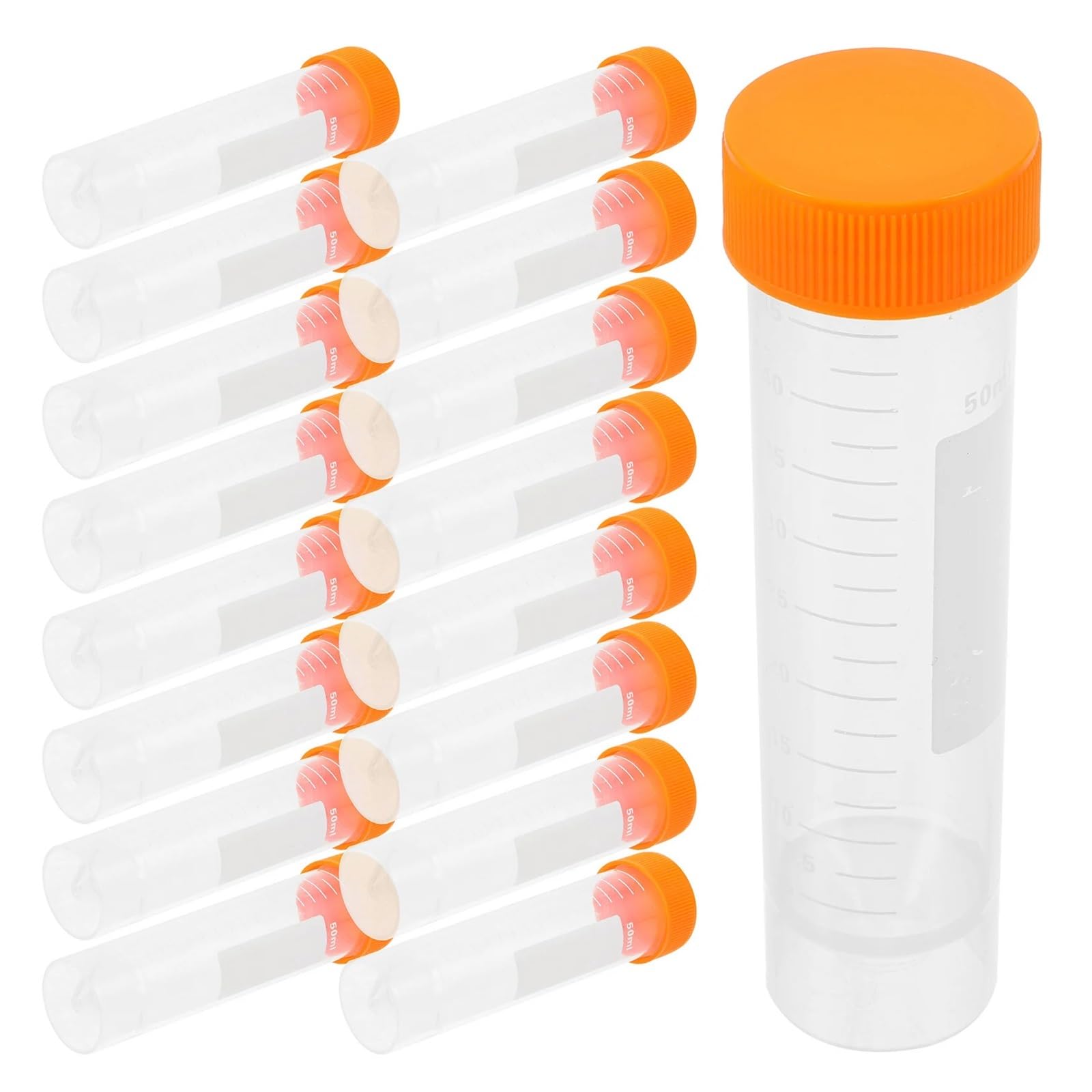 50pcs Centrifuge Tube Laboratory Use Professional Grade Tubes With Scale Markings Screw Port Flat Bottom Structure Plastic
