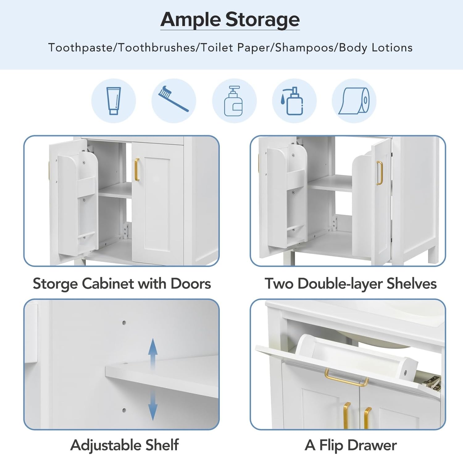 24" Bathroom Vanity Combo with Ceramic Sink, Luxurious Space-Saving Vanity - W24*D18*H34 inch, 2 Soft-Close Doors