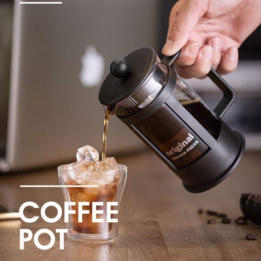 Café de la Presse française Café et thé 34oz, épaissie de café en Verre de Borosilicate avec écrans filtrants, 100% BPA Gratuit, 1 Litre, (8 Tasse), Noir